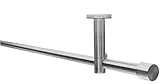 Gardinenstangen-Set, Ø 16 mm, geeignet zur Deckenbefestigung oder Wandbefestigung, 1-läufig Metall EDELSTAHL-OPTIK, 80 cm