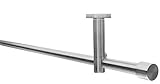 Gardinenstangen-Set, Ø 16 mm, geeignet zur Deckenbefestigung oder Wandbefestigung, 1-läufig Metall EDELSTAHL-OPTIK, 240 cm (2x120cm)