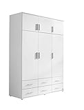 Rauch Möbel Kemi Schrank Drehtürenschrank Kleiderschrank in Weiß mit 6 Schubladen 6-türig, inklusive Zubehörpaket Basic 1 Kleiderstange, 3 Einlegeböden BxHxT 136 x 194 x 53 cm