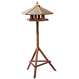 dobar® 49301FSC 6-eckiges Vogelfutterhaus Panorama - XL Vogelvilla aus Holz - Vogelhaus inkl. Ständer - Großes Futterhaus für Wildvögel - 66 x 66 x 140,5 cm - Grün