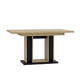 MEBLINI Esstisch Ausziehbar - Esszimmertisch Modern - Küchentisch - Ausziehtisch - Säulentisch - Ausziehbarer Tisch - Dining Table - Esszimmertische - 140-180x90cm - Forest - Artisan Eiche/Schwarz