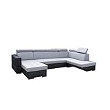 mb-moebel Ecksofa mit Schlaffunktion Eckcouch mit Bettkasten Sofa Couch Wohnlandschaft U-Form Polsterecke ALMERIA System-Grau (Ecksofa Links)