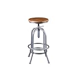Vintage-Industrie-Barhocker – Drehbarer Barhocker Aus Metall Und Holz – Höhenverstellbare Küchenhocker – 1Er-Set – Höhe 66–80 cm, Einfache Montage Silver sand pattern