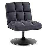 MCombo Drehsessel Stuhl modern, Cocktailsessel Loungesessel Relaxsessel Clubsessel für Wohnzimmer Schlafzimmer, Mikrofaser-Stoff, 4812 (Dunkelgrau)