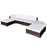 6 tlg. Gartenlounge Set mit Kissen Poly Rattan braun Rattan Artikelfarbe braun