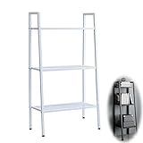 Bücherregal,Leiterregal mit 3 Ebenen, Küchenregal mit Stahlgitter-Boden，schmales Regal,für Wohnzimmer, Schlafzimmer Hochregal freistehendes Regal aus Metall，weiß 36/61cm ( Color : White , Size : 61x35