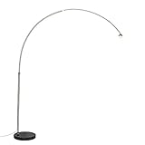 Qazqa - Modern Bogenlampe Stahl I Silber I nickel matt ohne Schirm - XXL I Wohnzimmer - Metall Länglich - LED geeignet E27
