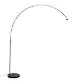 Qazqa - Modern Bogenlampe Stahl I Silber I nickel matt ohne Schirm - XXL I Wohnzimmer - Metall Länglich - LED geeignet E27