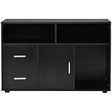 ATHRZ Schwarzer moderner kleiner Sideboard Aufbewahrungsschrank freistehender TV-Tisch Esszimmer Wohnzimmer Küche Speisekammer Schrank Aufbewahrungseinheit Möbel Buffet Flur Schrank Sideboard