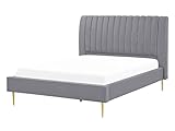 Beliani Elegantes Doppelbett grau aus Samtstoff 140 x 200 cm Marville
