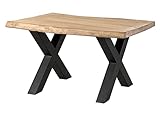MASSIVMOEBEL24.DE | Freeform 5 - Baumtisch aus Mangoholz - beige lackiert | X-Beine in anthrazit matt | 140x90x77 | Massivholztisch Baumkantentisch Esstisch