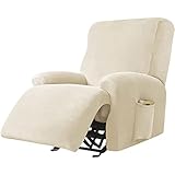 JHLD Stretch Sesselbezug Relaxsessel, Samt Ruhesessel Bezug 1/2/3 Sitzer Relaxsessel Bezug Weiche Ruhesessel Bezüge Anti-rutsch Mit Elastischem Boden Für Kinder Haustiere-Beige-1 Sitzer