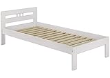 Erst-Holz® Massivholzbett Kiefer weiß Einzelbett 100x200 Jugendbett Futonbett Rollrost Gästebett 60.64-10 W