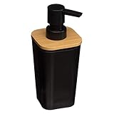 Seifenspender 200ml naturéo schwarz - Seifenspender, schwarz, Polystyrol und Bambus, Maße 7,6x7,3x17,5 cm - 5 five simply smart