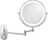 FUDGIO Schminkspiegel, 8-Zoll-doppelseitig beleuchteter, an der Wand befestigter, klappbarer Badezimmer-Kosmetikspiegel, 3-, 5-, 7-, 10-fache Vergrößerung (Color : Chrome, Size : 5X)