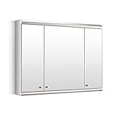 Badezimmer Spiegelschränke Spiegelschränke Bad Quadratischer Spiegel Dreitüriger Wand-Edelstahl-Lagerschrank (Color : Silver, Size : 120 * 65 * 12cm)