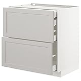 Ikea METOD/MAXIMERA base cb 2 frnts/2 low/1 md/1 hi drw, 80x60 cm, weiß/Lerhyttan hellgrau