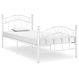 vidaXL Bett mit Lattenrost Metallbett Einzelbett Bettgestell Schlafzimmerbett Bettrahmen Ehebett Schlafzimmermöbel Weiß Metall 100x200cm