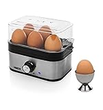 Princess 01.262041.01.001 Eierkocher 350 Watt für 1-6 Eier mit Härtegradeinstellung, 262041, Silber, Schwarz