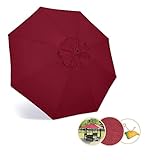 Groß Sonnenschirmabdeckung 300cm/270cm Polyester UV-Schutz 6/8 Rippen Außenbereich Ersatz-Sonnenschirm-Stoffbezug Außentisch Regenschirm Baldachin 8 Farben ( Color : Weinrot , Size : 270cm---6 Ribs )