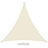 EUGAD Sonnensegel dreieck 5x5x5m Sonnenschutz 200g/m² Garten Balkon Terrasse HDPE Wetterschutz atmungsaktiv Creme 0205ZYF