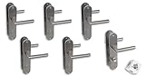 Alpertec Türbeschlag 6er Set, Renovierungsgarnitur Edelstahl satiniert für 5 x Zimmer- und 1 x Bad/WC, Türklinke Türgriff