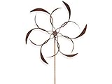Metall Windrad 'Blume' - massives Windspiel Windmühle für den Garten - wetterfest und standfest - mit besten Kugellagern - aus Vollmetall mit Edelrost-Patina – Höhe 177 cm