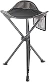 EVER ADVANCED Klapphocker Faltbar Dreibeinhocker Ultraleicht, Campinghocker 53.3cm Hoch 102KG Belastbar mit Seitentasche, Tragbarer Angelhocker Klappbar für Camping Jagd Wandern Angeln, Schwarz