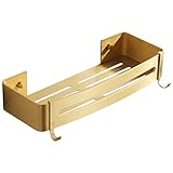 MAVNES Duschablage Ecke Eckregal, montierte Badezimmerregal, gebürstetes Gold-Aluminium-Bade-Duschfernboden, Bad-Shampoo-Halter-Eckregal Badezimmer Regal (Color : Square Shelf 1)