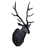 Moderne Wandskulptur, Wanddekoration, Hirschkopf-Skulpturen, an der Wand befestigter künstlicher Hirschkopf, rustikale Wandkunst, Hirschgeweih, handgefertigte Bauernhausdekoration, Tierkopf-Heimdekora