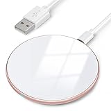 AGPTEK Wireless Charger 15W Qi Induktive Ladestation, Kabelloses Ladegerät kompatibel mit iPhone 12/12Pro/12 Mini/11/11 Pro/11/AirPods, Handyladestationen kompatibel mit Samsung/Huawei, Weiß