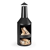 RESCH 502594 Terrassenkamin/Gartenkamin mit Funkenschutz, 45 x 135 cm, Feuerstelle Hitzebeständig & Rostfrei, Feuerkorb für Terrasse/Garten, Stabiler Stand, inkl. Schürhaken