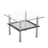 ZSH Couchtisch, Nordisches Wohnzimmer Sofa-Teller, gehärteter Glas-Nachttisch, Edelstahl-Beine, Kleiner quadratischer Tisch, Telefontisch (Size : 60x60x60cm)