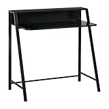 HOMCOM Schreibtisch Computertisch Bürotisch Arbeitstisch mit Ablagefach Kabeldurchlass Metall Schwarz 84 x 45 x 85 cm