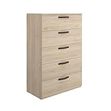 DEKIT GRUPO RIMOBEL Becher Hoher Kommode, Melamin Metall, Eiche Natur, 117x70x45 cm