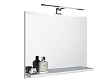 DOMTECH Badspiegel mit Ablagen Weiß mit LED Beleuchtung Badezimmer Spiegel Wandspiegel