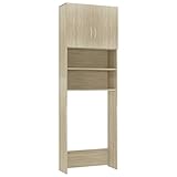 vidaXL Waschmaschinenschrank mit 2 Türen 2 offenen Fächern Badmöbel Badschrank Hochschrank Badhochschrank Schrank Sonoma-Eiche 64x25,5x190cm Holzwerkstoff