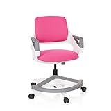 hjh OFFICE 640480 Kinder- und Jugendstuhl Kid Flex Stoff Pink mitwachsender Drehstuhl, Fußablage & Rückenlehne höhenverstellbar