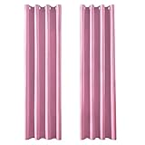 MRTREES Vorhang Blickdicht Gardinen Thermovorhang mit Ösen Verdunklungsvorhang Ösenschal Vorhänge Kurz Modern 225×140cm(H×B) Rosa 2er Set für Hotels Büros Wohnzimmer Schlafzimmer Kinderzimmer