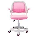 GIZNXBA Jugenddrehstuhl Mit Rollen Ergonomischer Kinderdrehstuhl Mit Fußstütze,Drehbarer Schreibtischstuhl Für Kinder Und Jugendliche,Schreibtischstuhl Für Kinder,Teenager (Color : /Pink)