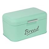 DRULINE Brotkasten Brotbox Metall Bambus Brotbehälter mit Deckel Bambusdeckel Brot Aufbewahrung Box Kiste (Metall-Mint)