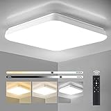 OPPEARL Deckenlampe LED Deckenleuchte mit Fernbedienung, 3000K-6500K LED Lampe Dimmbar, 24W 100LM/W Deckenbeleuchtung als Wohnzimmerlampe Schlafzimmerlampe Küchenlampe usw. 28 * 28CM Badlampe IP54