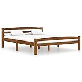 JUNZAI Massivholzbett, Familienbett, Betten, Bed Frame, Bettboden, Bettrahmen, Bettstell, Honigbraun Kiefer 160x200 cm