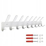 STALFORM Weiß Garderobenhaken aus Stahl - 17 Haken - 49,5 cm- Kleiderhaken Wand - Pulverbeschichtete Garderobenleiste - Kleiderstange Wandmontage - Hakenleiste Küche, Flur, Badezimmer