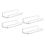 Yardenfun 4 Stück Schallplatten-Wandhalterung Acryl-Regal Türstopper Wandhalterung Kinder-Wand-Bücherregal Schwebende Wandregale Kunststoff-Display-Ständer