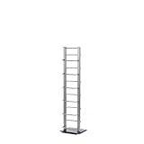 Design CD STÄNDER CD Regal Lounge Tower 92cm aus Aluminium und Glas Aufbewahrung für ca 85 CDs
