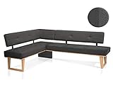 moebel-eins COLMI Eckbank, Material Massivholz/Bezug Stoff, Eiche, 167 x 192 cm, dunkelgrau