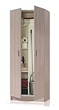 Dmora - Mehrzweck-Schrank Charleston, Besenschrank mit 2 Türen, Schuhregal mit Regalen, Besenkammer, cm 73x37h180, Eiche