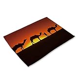 Platzsets Abwaschbar Kamel Orange Schwarz Tischsets Abwaschbar Baumwolle Leinen Platzdeckchen Abwaschbar Tischset Filz Hitzebeständig Platzset Filz Antifouling Tischset Kinder 30x45 6 Pcs