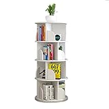 WHDNIOSS Bücherregale, drehbares Bücherregal, 360°-Buch-Organizer, Bodenbelag, Bilderbuch-Regal, mehrschichtiges Regal, Buch-Organizer, Weiß (Size : 46 * 129cm)